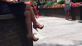 candid sexy legs in heels in street