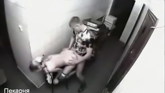Security cam caught sex at a workplace