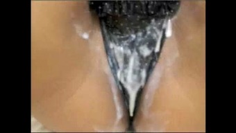 multiple squirting orgasms,, creamy pussy squirt through thong