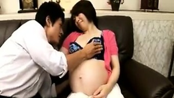 Really pregnant chick gets groped, fingered, stripped and l