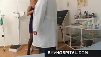 Classy girl at gyno doctor caught on hidden cam