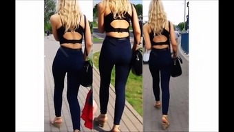 #51 Slim blond girl in blouse revealing her back