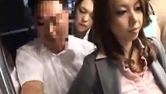 Sexy Japanese babe getting her ass touched in the public bus