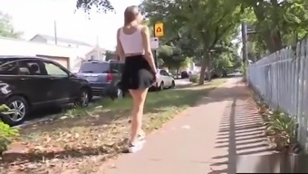 Upskirt flashing pussy in public