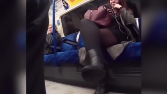 pantyhose legs on metro