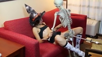 Halloween Costume, Teen, Skeleton, Dildo, Fucking Machine