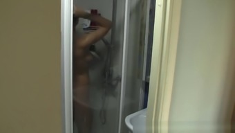 Czech teen Lenka. Hidden spy camera in the shower, voyeur porn video.