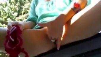 Fingering Her Pussy For Her Boyfriend Outdoors