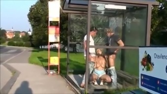 Bus stop public sex fun