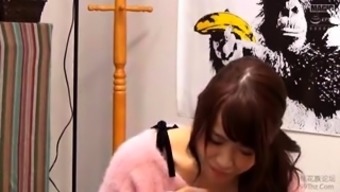 Adorable Japanese teen doesn't shy away from a meat stick