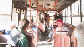 Long haired blonde fucked in public bus