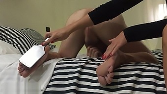 DOGGYSTYLE TICKLING PLEASURE! MILF tickle male soles, asshole and balls