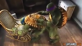 3D gay game with Ninja Turtles banging in different positions
