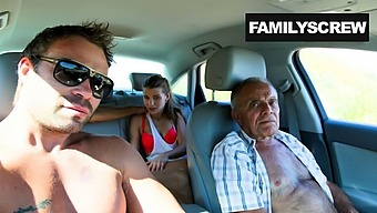 Street Slut Fucking with Grandpa, Son and Uncle  