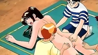 Hot anime chick gets oiled up