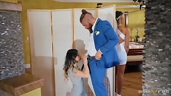 Bearded guy fucks bride and comes in her fine ass