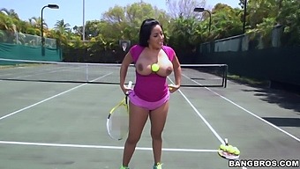 Interracial fucking on the tennis court with large ass Kiara Mia