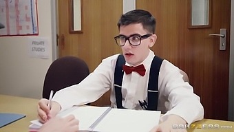 A Nerd Gets From A Hot Cheerleader And Bangs Her On The Desk With Rhiannon Ryder And Jordi El Nino Polla