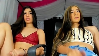 Huge Cock Latina TGirl Jerking Off On Webcam
