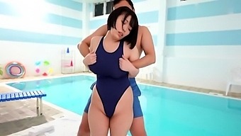 Beautiful Asian teen pumped full of hard meat by the pool