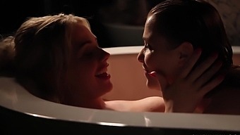 Erotic lesbian pussy licking in the bathtub makes them both cum