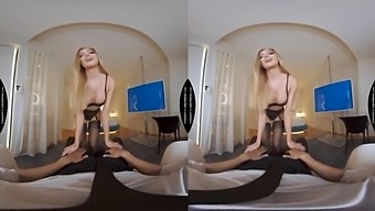 Tonight's Girlfriend - Blond pornstar babe Kenzie Anne shows up to her fans hotel room for a night of riding and worshiping his huge cock
