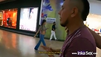 Colombian redhead nymphomaniac is chased in shopping mall by depraved Inka follower