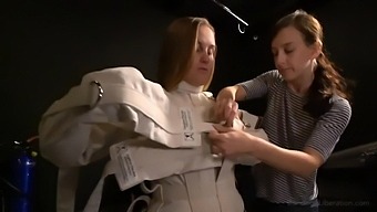 Elise Graves playing with BDSM toys together with Sasha