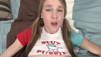 Nice rookie Ashley Lane with pigtails laments while riding a dick.