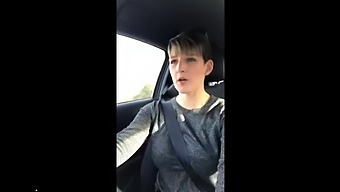 POV video of amateur MILF masturbating in the car