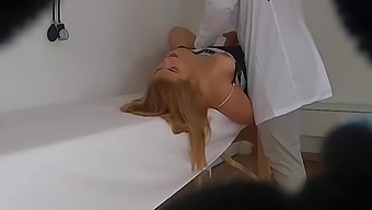 Voyeur captures doctor's erotic session with curvy blonde patient
