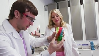 Blonde nurse Rachael Cavalli gets her balls licked in this hardcore porn video