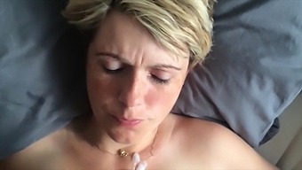 Hottest soccer mom with big natural tits swallows cum in HD video