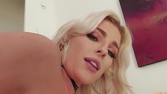Blonde bombshell Hyley Winter gets her mouth filled with cum