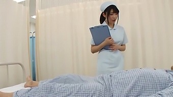 Asian nurse gives a lucky patient a handjob and rides him