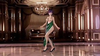 Mei Raiden's amazing dance moves in a purple cartoon video