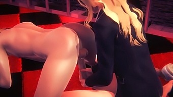 Sensual teen Nagisa dominates in 3D hentai with big tits and creampie